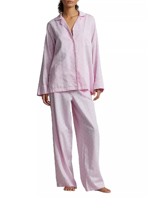 Allover Pony Two-Piece Pajama Set In Prism Pink