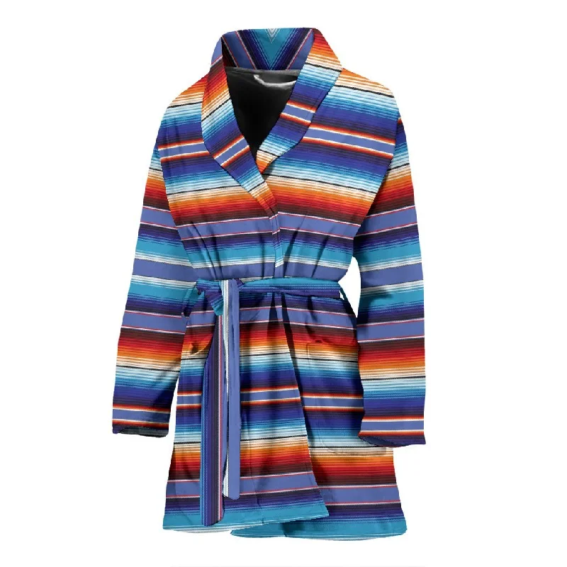 Baja Mexican Blanket Serape Pattern Print Women Long Robe