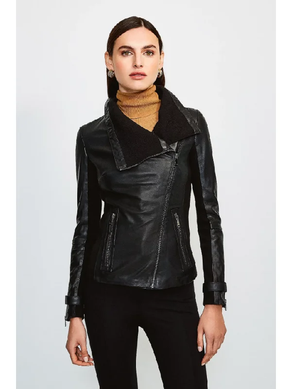 Women’s Black Leather Biker Jacket