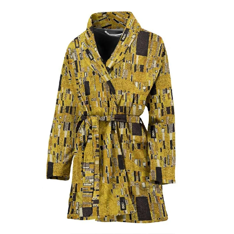 Klimt Gold Print Pattern Women Long Robe