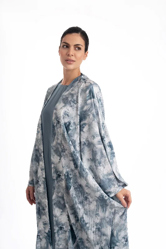 Ruba Printed Abaya - Blue