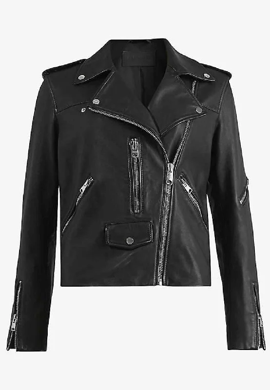 Women’s Black Leather Biker Jacket