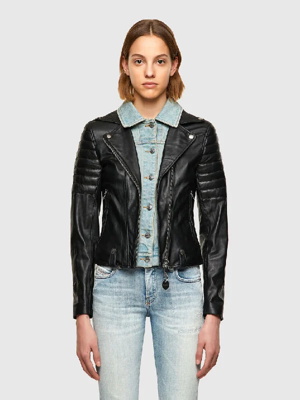 Women’s Black Leather Biker Jacket