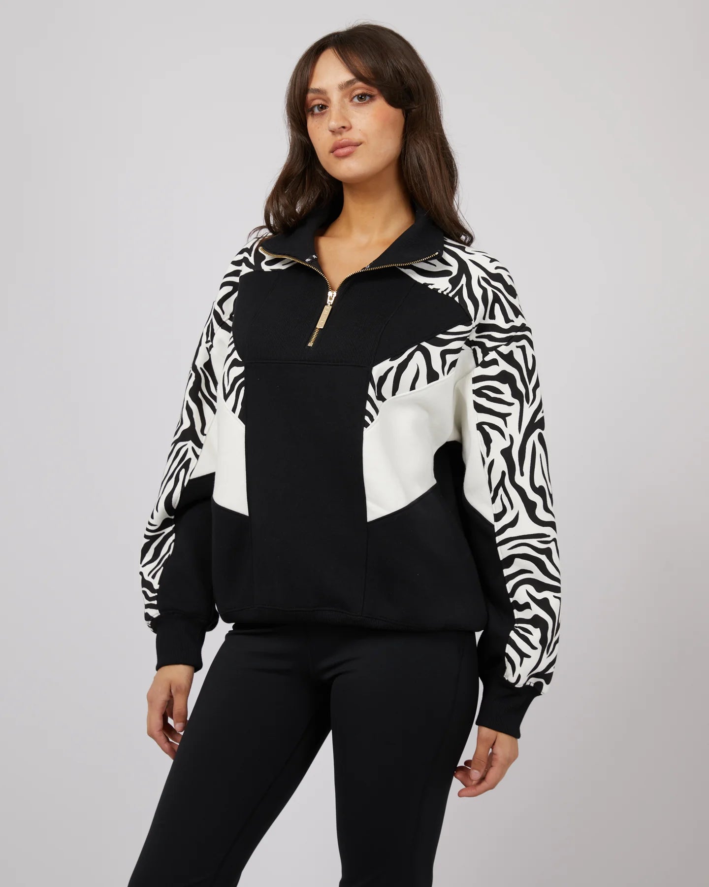 ALL ABOUT EVE PARKER QUARTER ZIP BLACK