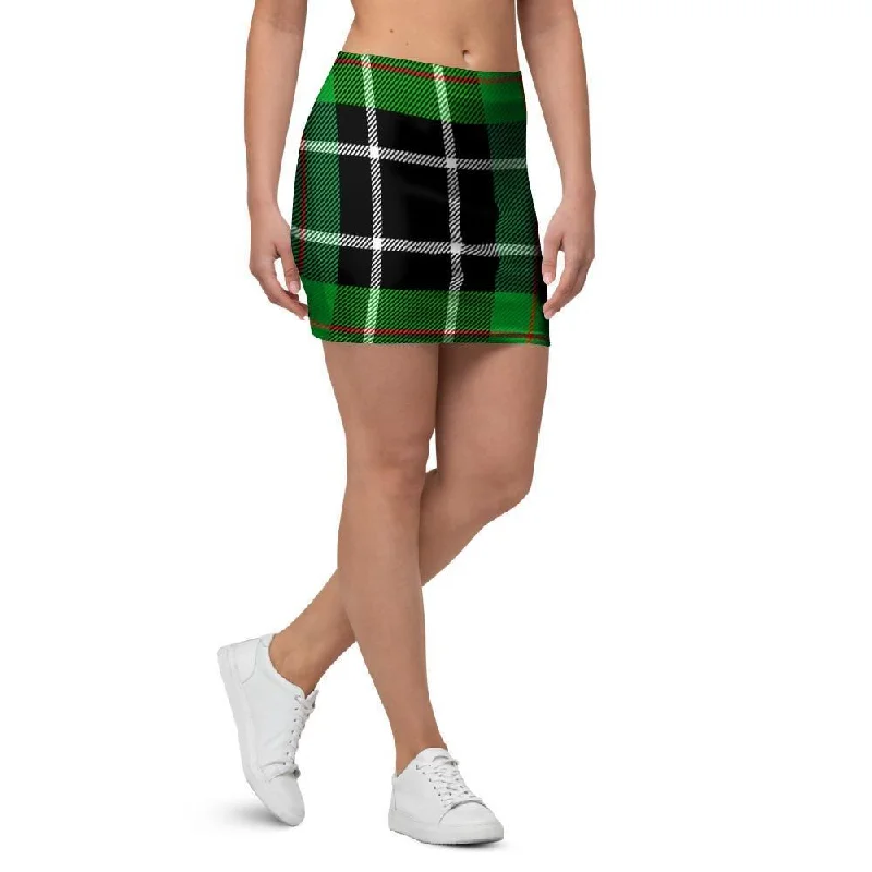 Christmas Tartan Green Plaid Scottish Mini Skirt