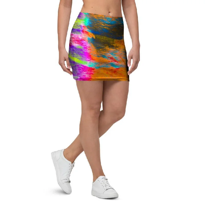 Colorful Abstract Tie Dye Mini Skirt