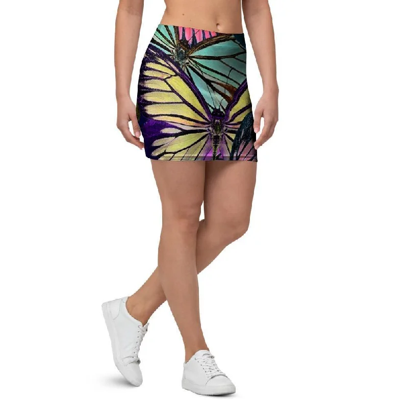 Colorful Butterfly Print Mini Skirt