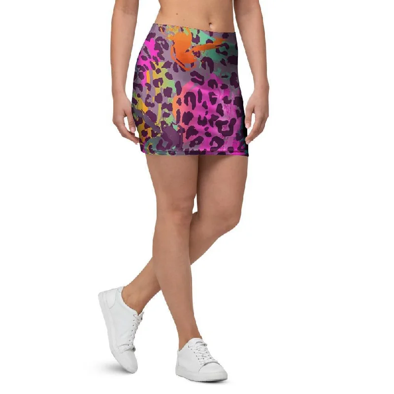 Colorful Leopard Mini Skirt