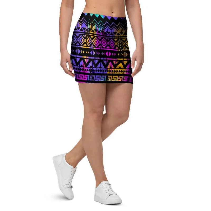 Colorful Native Aztec Geometric Mini Skirt