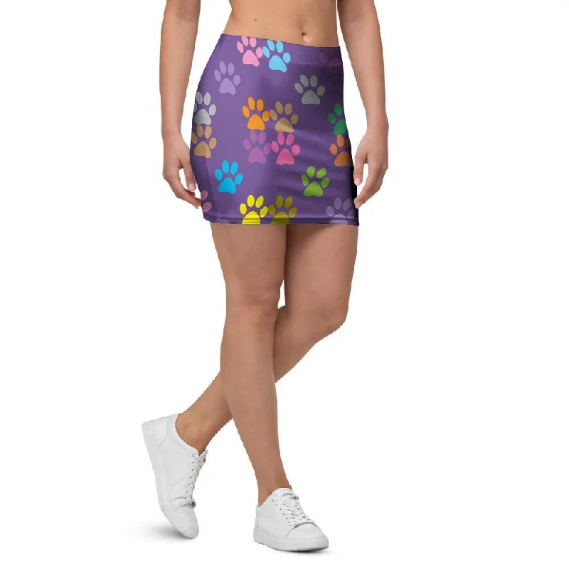 Colorful Paw Mini Skirt