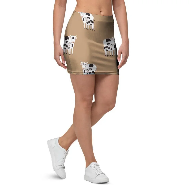 Cow Family Print Mini Skirt