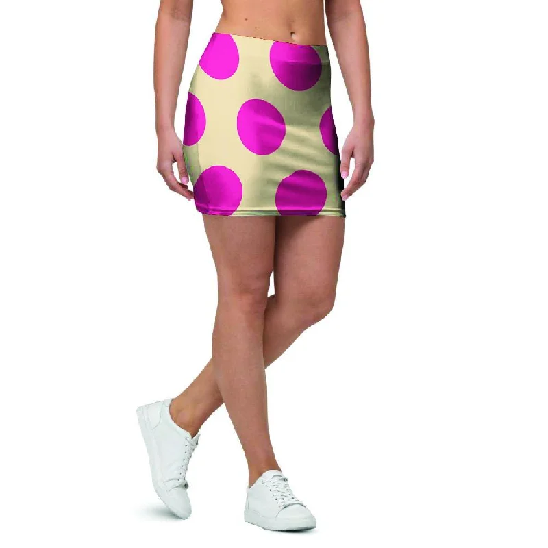 Cream And Pink Polka Dot Mini Skirt