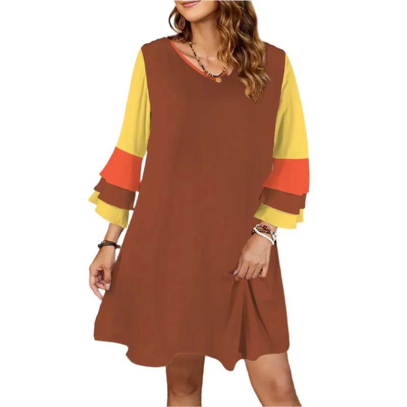 Miarna Color Block Bell Sleeve Dress