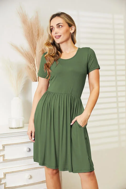 Ninexis Full Size Short Sleeve Dress with Pockets