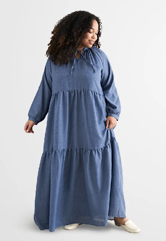 Brielle Bohemian Tiered Long Dress - Blue Best maxi dresses for date night