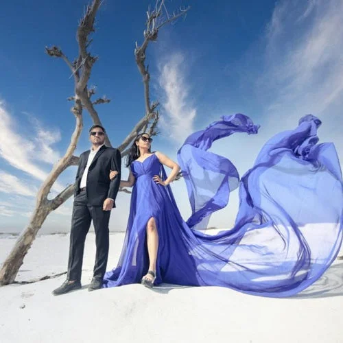 G338, Royal Blue Slit Cut Long Trail Prewedding Shoot Gown Size(All)