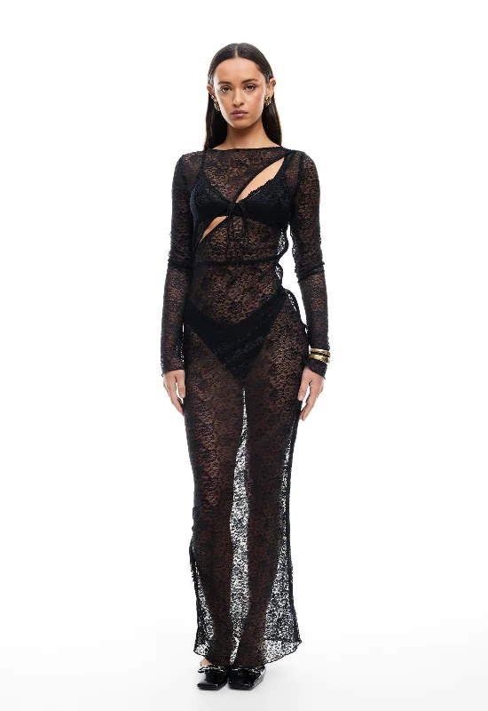 FEVER LACE MAXI DRESS - ONYX Women's trendy maxi dresses sale