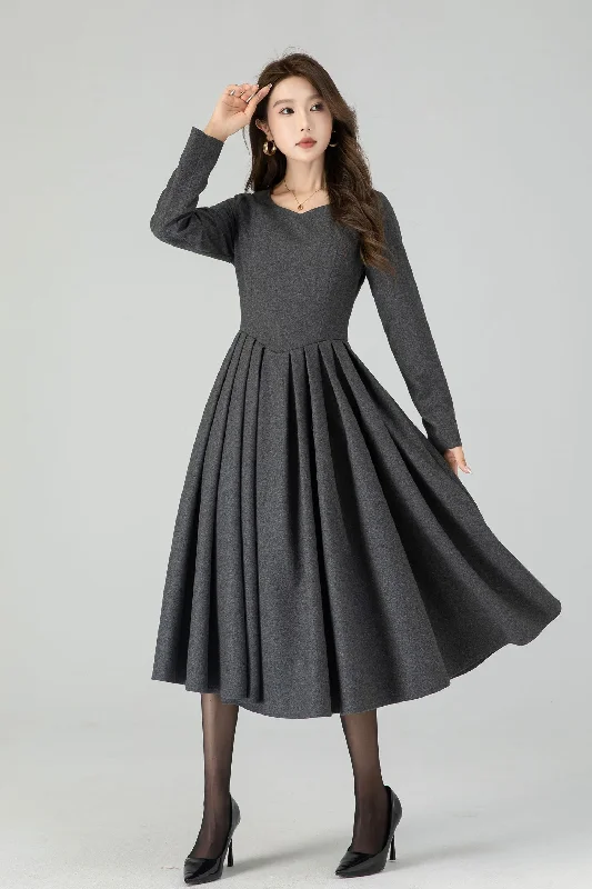 Fit and Flare Winter Wool Midi Dress 4547