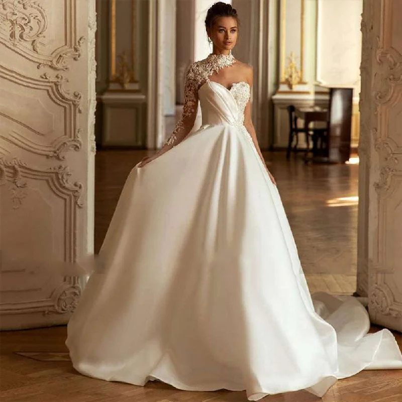 Cinessd Back to school outfit Modern  Floor-Length Wedding Dresses For Women Elegant 2024 Off-The-Shoulder Boat Neck Bride  Bridal Gowns Sexy Open Back