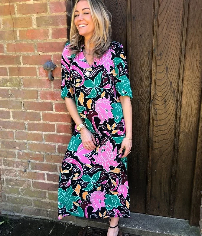 Vibrant Floral Midi Dress