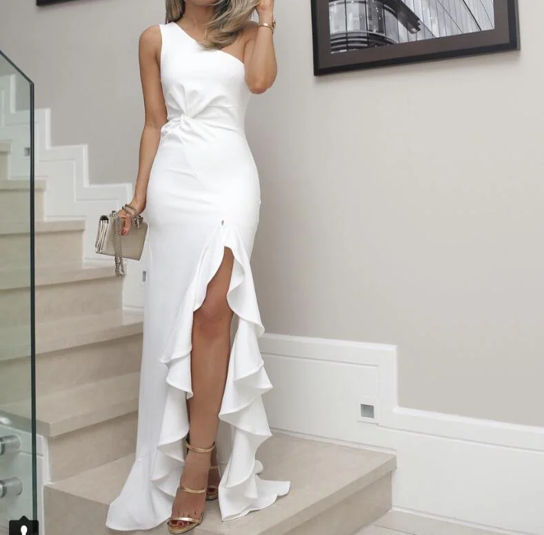 Women Irregular One Shoulder Elegant  Wedding Dresses