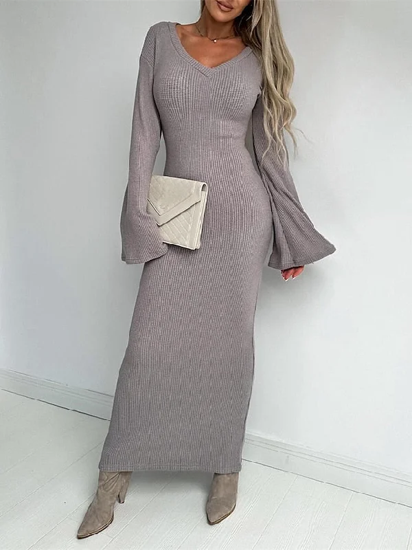 Women's Knit Sweater Maxi Dress Comfortable maxi dresses for everyday wear