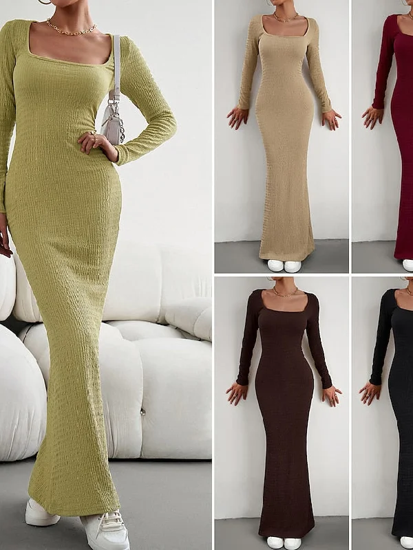 Elegant Women's Sweater Knit Maxi Dress Best maxi dresses for formal events