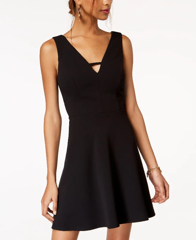 City Studios Juniors Keyhole Neck Fit Flare Dress