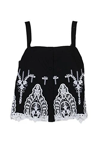 GUESS Women's Sleeveless Genevive Embroidered Top Metallic unclassified dresses