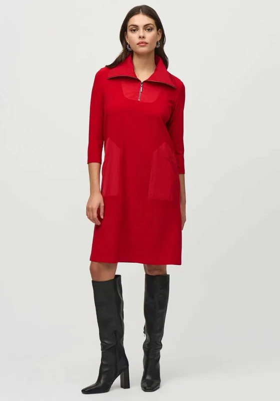 Joseph Ribkoff Half Zip Jersey Dress, Lipstick Red Bold pattern unclassified dresses