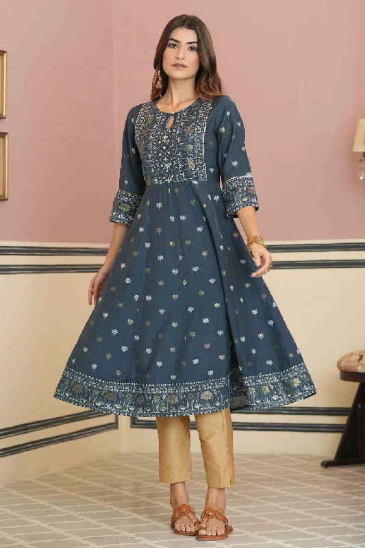 Juniper Teal Rayon Festive Handwork Sequence Anarkali Kurta For Women Bodycon unclassified dresses