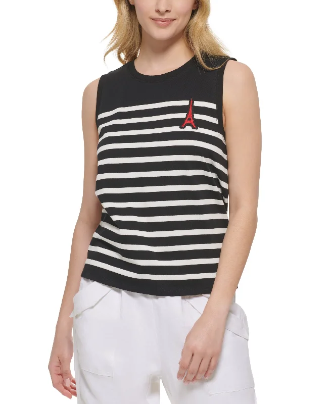 Karl Lagerfeld Paris Womens Striped Sleeveless Top Lace unclassified dresses