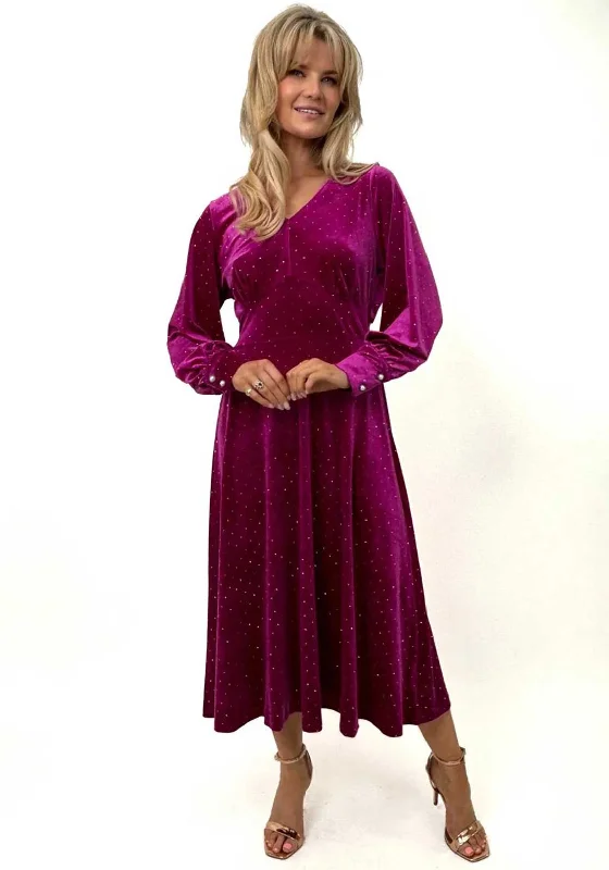 Kate & Pippa Ellen Velvet Rhinestone Dress, Pink