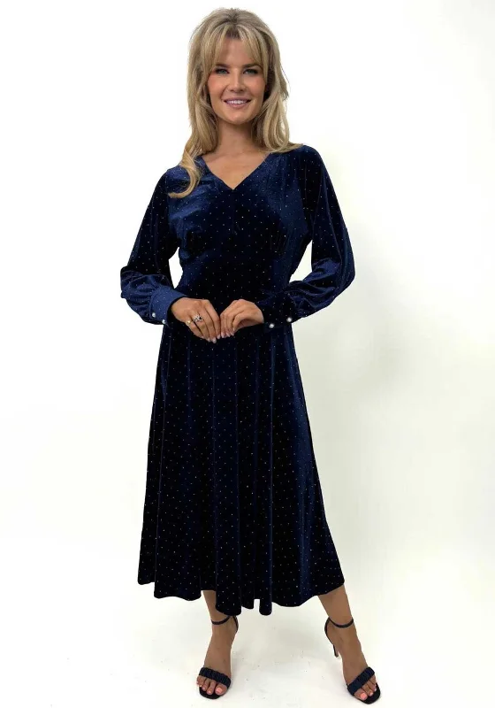 Kate & Pippa Ellen Velvet Rhinestone Dress, Navy Wrap unclassified dresses