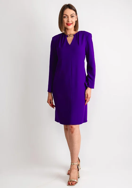 Kate Cooper Gold Trim Shift Dress, Purple Club unclassified dresses