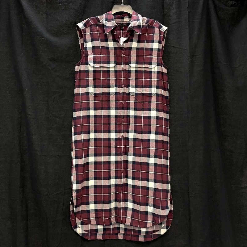 NWT Wmns BANANA REPUBLIC Burgundy Plaid Sleeveless Flannel Dress Sz S MSRP$90 Cotton unclassified dresses