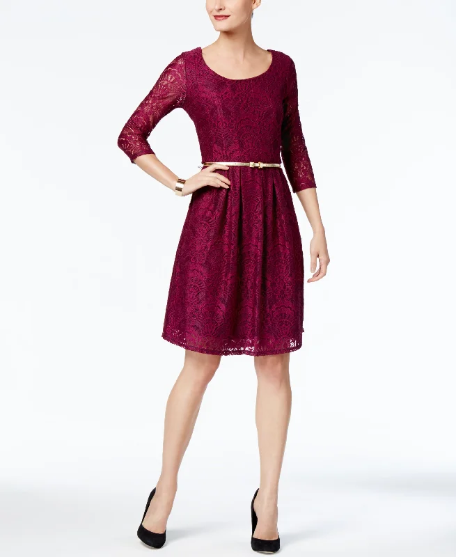 NY Collection Petite Lace Fit Flare Dress