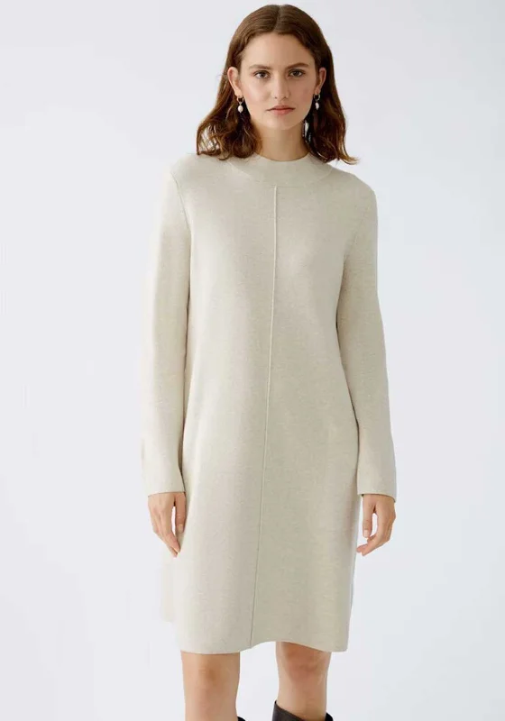 Oui Knitted Jumper Dress, Light Beige Festival unclassified dresses