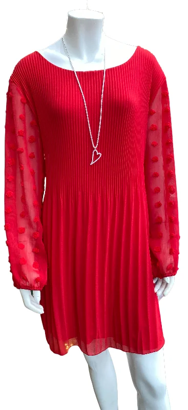 Red Pleated tunic Style Dress Club unclassified dresses