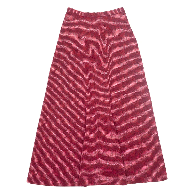 SALY WYLER Womens A-Line Skirt Red Long 90s Crazy Pattern S