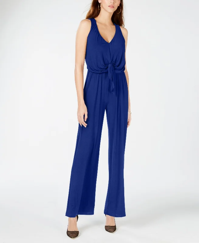 INC Sleeveless Tie-Waist Jumpsuit Silk unclassified dresses