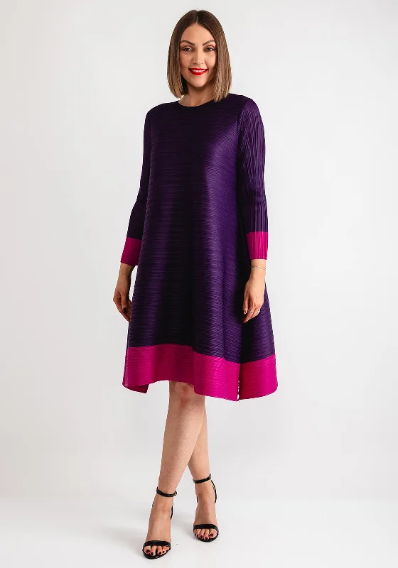 Thanny Contrast Trim Aline Dress, Purple Velvet unclassified dresses