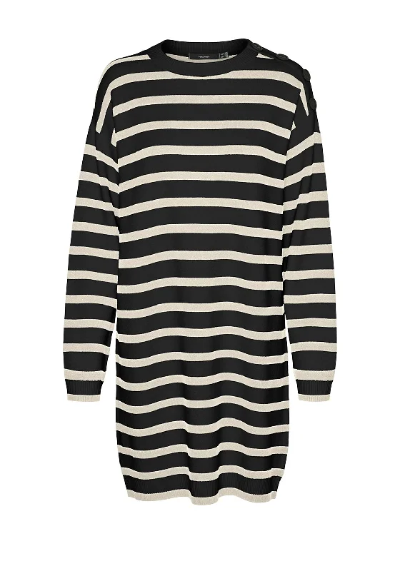 Vero Moda Saba Striped Jumper Dress, Black and Cream Gothic unclassified dresses