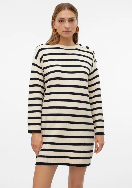 Vero Moda Saba Striped Jumper Dress, Cream and Black Y2K unclassified dresses