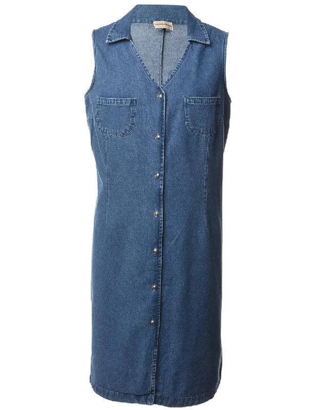 1990s Sleeveless Denim Dress - M