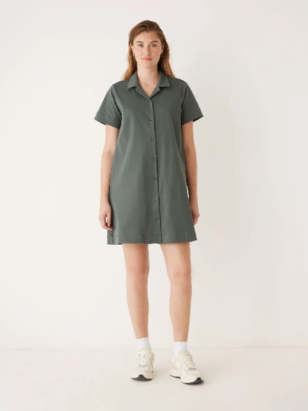 The Flex Camp Collar Dress in Teal Grey Street style unclassified dresses