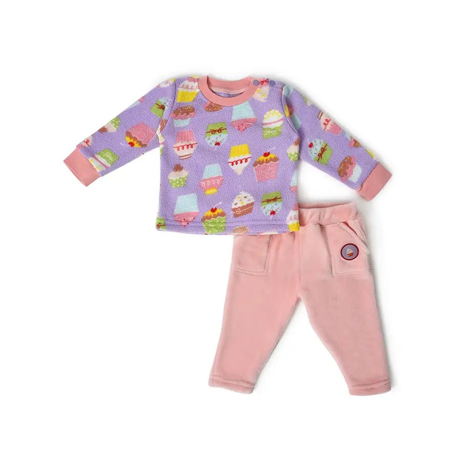 Baby Girls Ice Cream Print Sweatshirt & Pyjama Set