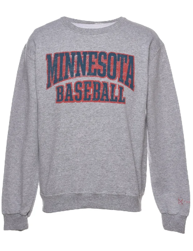 Baseball Minnesota Grey & Navy Printed Sweatshirt - S