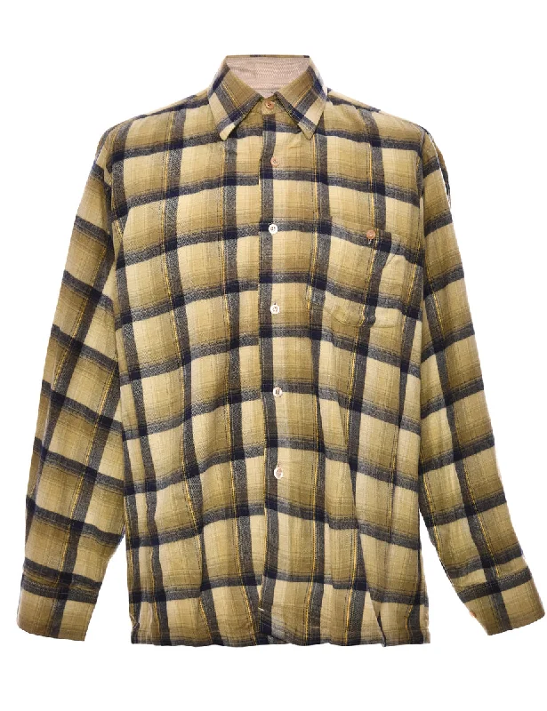 Beige & Black Checked Shirt - M