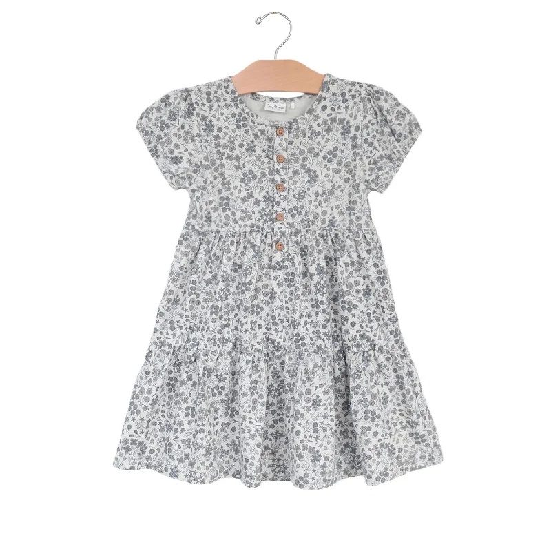 Puff Sleeve Henley Dress - Calico Flora